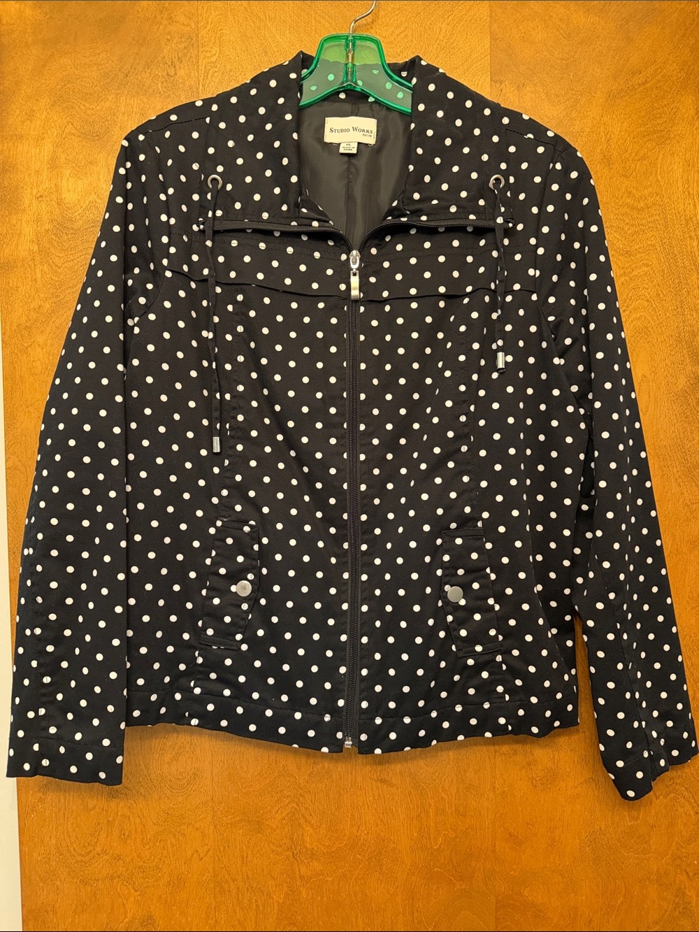 Studio Works Black & White Polka Dot Zip Jacket